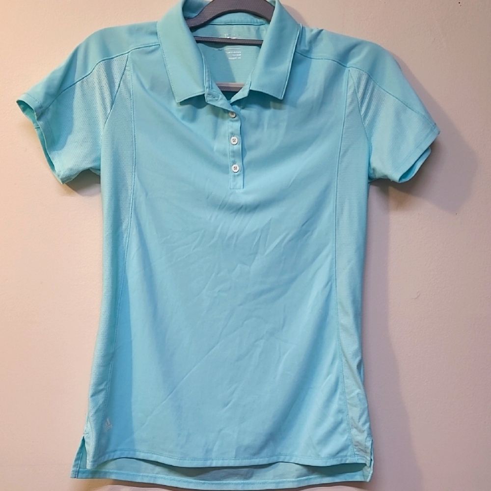 Adidas Blue Fitted Polo Shirt used good condition zise s for women.